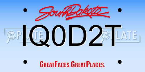 IQ0D2T South Dakota License Plate
