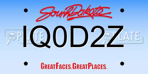 IQ0D2Z South Dakota License Plate