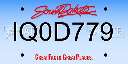 IQ0D779 South Dakota License Plate