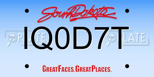 IQ0D7T South Dakota License Plate