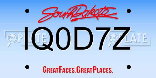 IQ0D7Z South Dakota License Plate
