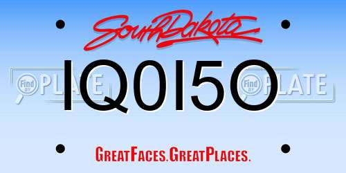 IQ0I5O South Dakota License Plate
