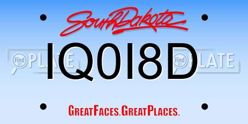 IQ0I8D South Dakota License Plate