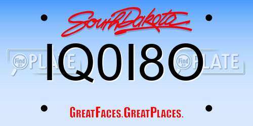 IQ0I8O South Dakota License Plate