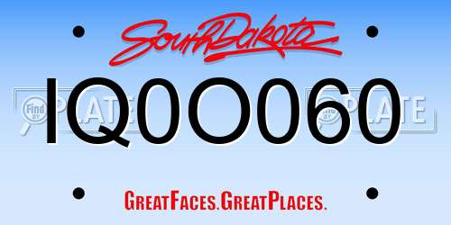 IQ0O060 South Dakota License Plate