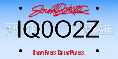 IQ0O2Z South Dakota License Plate