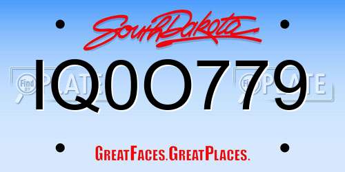 IQ0O779 South Dakota License Plate