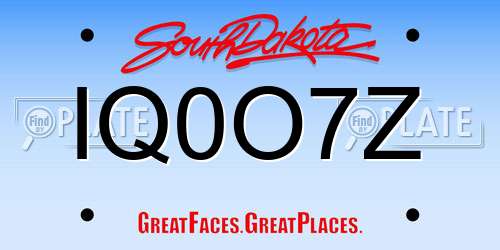 IQ0O7Z South Dakota License Plate