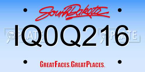 IQ0Q216 South Dakota License Plate