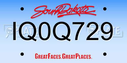 IQ0Q729 South Dakota License Plate