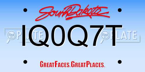 IQ0Q7T South Dakota License Plate