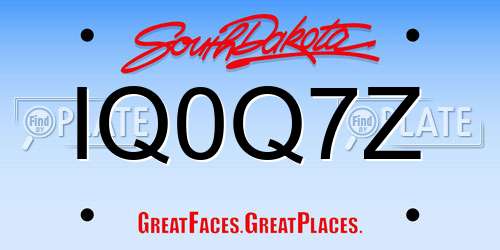 IQ0Q7Z South Dakota License Plate