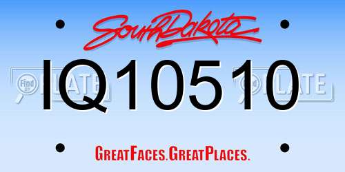 IQ10510 South Dakota License Plate