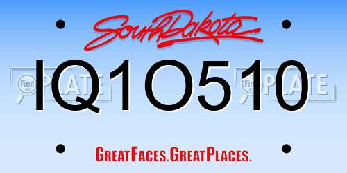 IQ1O510 South Dakota License Plate