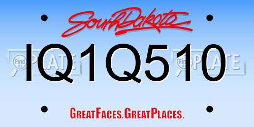 IQ1Q510 South Dakota License Plate