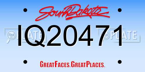 IQ20471 South Dakota License Plate