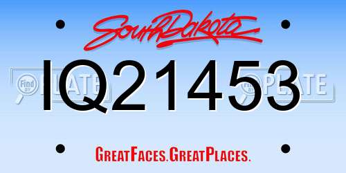 IQ21453 South Dakota License Plate