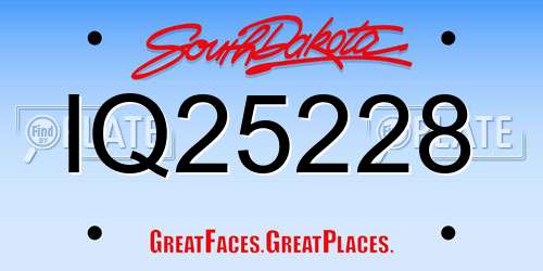 IQ25228 South Dakota License Plate