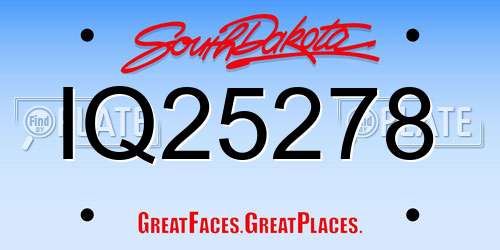 IQ25278 South Dakota License Plate