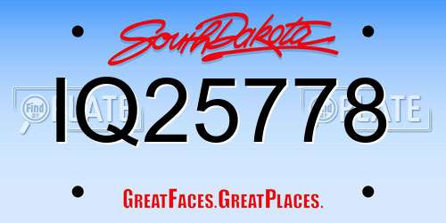 IQ25778 South Dakota License Plate
