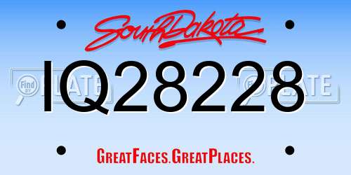 IQ28228 South Dakota License Plate
