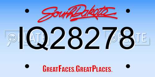 IQ28278 South Dakota License Plate