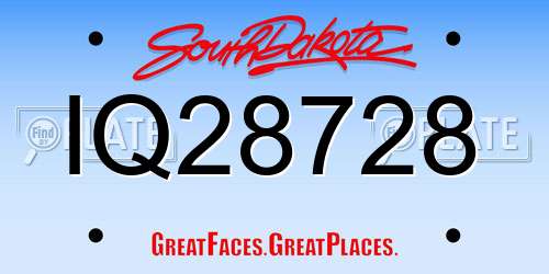 IQ28728 South Dakota License Plate