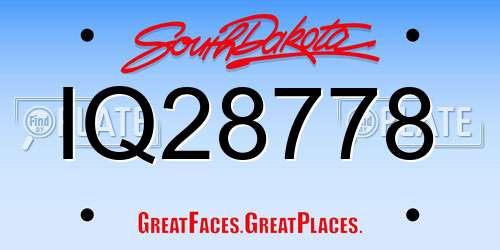 IQ28778 South Dakota License Plate