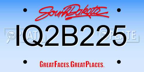 IQ2B225 South Dakota License Plate