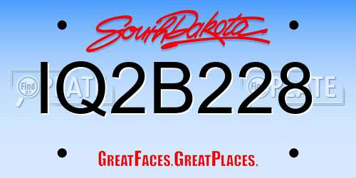 IQ2B228 South Dakota License Plate