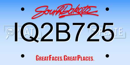 IQ2B725 South Dakota License Plate