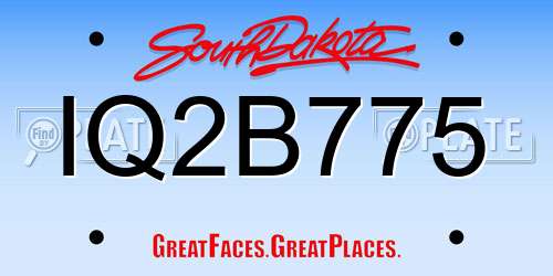 IQ2B775 South Dakota License Plate
