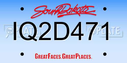 IQ2D471 South Dakota License Plate