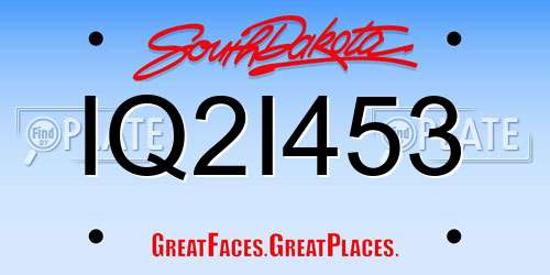 IQ2I453 South Dakota License Plate