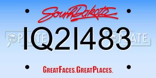 IQ2I483 South Dakota License Plate