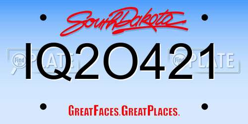 IQ2O421 South Dakota License Plate