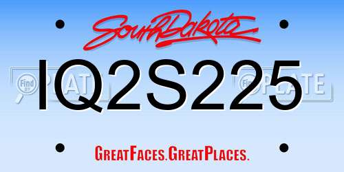 IQ2S225 South Dakota License Plate