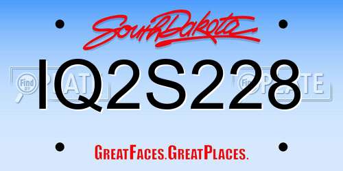 IQ2S228 South Dakota License Plate