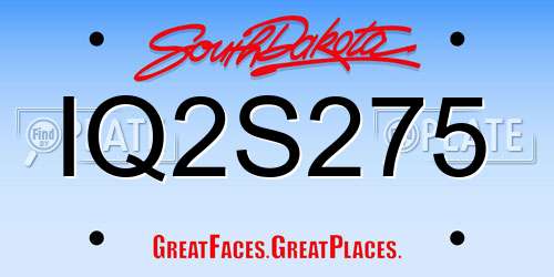 IQ2S275 South Dakota License Plate