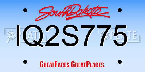 IQ2S775 South Dakota License Plate
