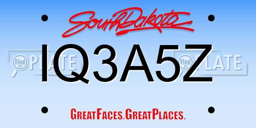 IQ3A5Z South Dakota License Plate