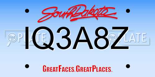 IQ3A8Z South Dakota License Plate