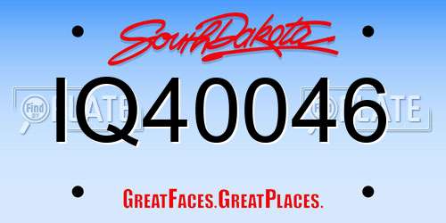 IQ40046 South Dakota License Plate
