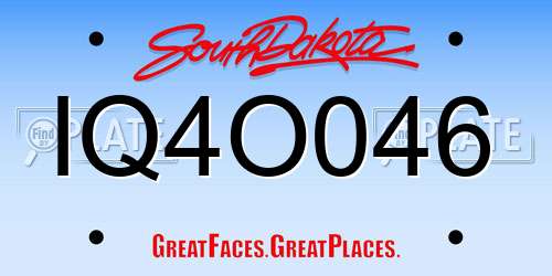 IQ4O046 South Dakota License Plate
