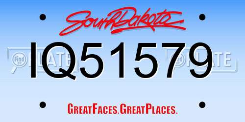 IQ51579 South Dakota License Plate