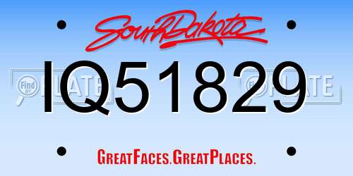 IQ51829 South Dakota License Plate