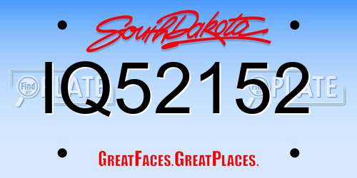 IQ52152 South Dakota License Plate
