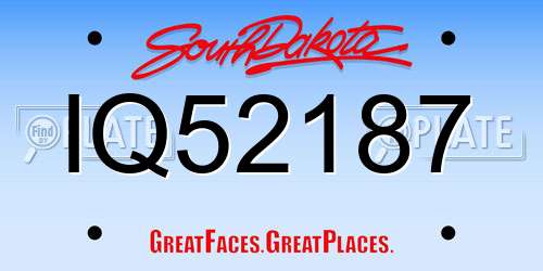 IQ52187 South Dakota License Plate