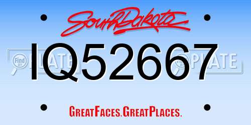 IQ52667 South Dakota License Plate
