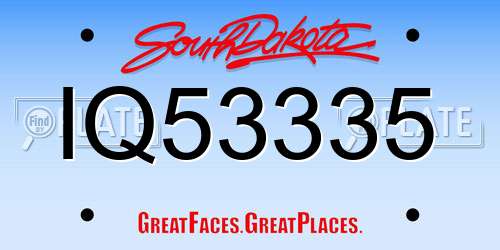 IQ53335 South Dakota License Plate